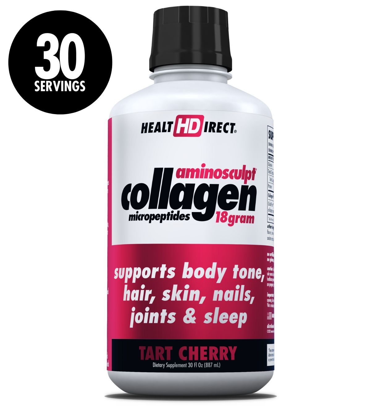 AminoSculpt Sugar-Free 18 Gram 30oz Tart Cherry has 30 Servings Per Bottle